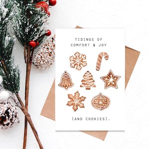 Gingerbread Cookies Folded Notecard, Watercolor, Holiday Card, Christmas Card, Illustration, Stationary, Greeting Cards, Food Card