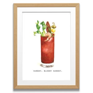Bloody Mary, Bar Decor, Watercolor, Food Illustration, Kitchen Decor, Inspiration, Art Print, 8x10, Foodie Gift