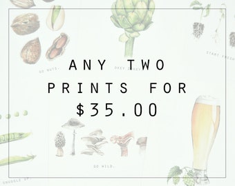 TWO 8x10 art prints, Bar Decor, Watercolor, Food Illustration, Kitchen Decor, Inspiration, Art Print, 8x10