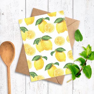 Cartes de correspondance au citron, Aquarelle, Motif de citron, Illustration de nourriture, Carte de botanique, Carte vierge, Articles de papeterie, Cartes de voeux, Cartes de correspondance