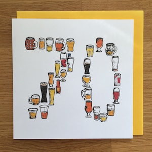 Geburtstagskarte 70, 70 Geburtstagskarte, siebzig, siebzigster Geburtstag, männlich, Bierkarte