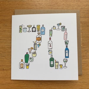 Carte de 70e anniversaire, 70 cartes, soixante-dix, soixante-dix ans, carte gin