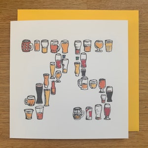 75e carte d'anniversaire/75e carte/75e carte/bière