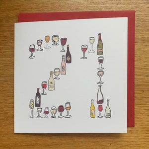 21 carte d’anniversaire de vin, 21 carte d’anniversaire, carte de vin, vingt et un, 21e, vingt et premières