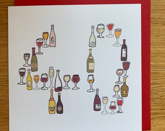 40th birthday card/ 40 card/ 40th card/ wine/ wine card