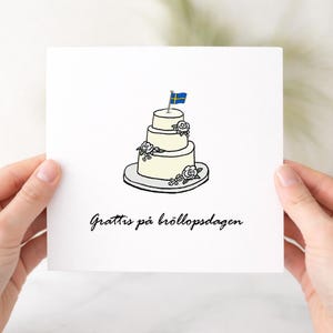 Swedish wedding card, Sweden card, Swedish couple. Happy Wedding day card, Grattis på bröllopsdagen