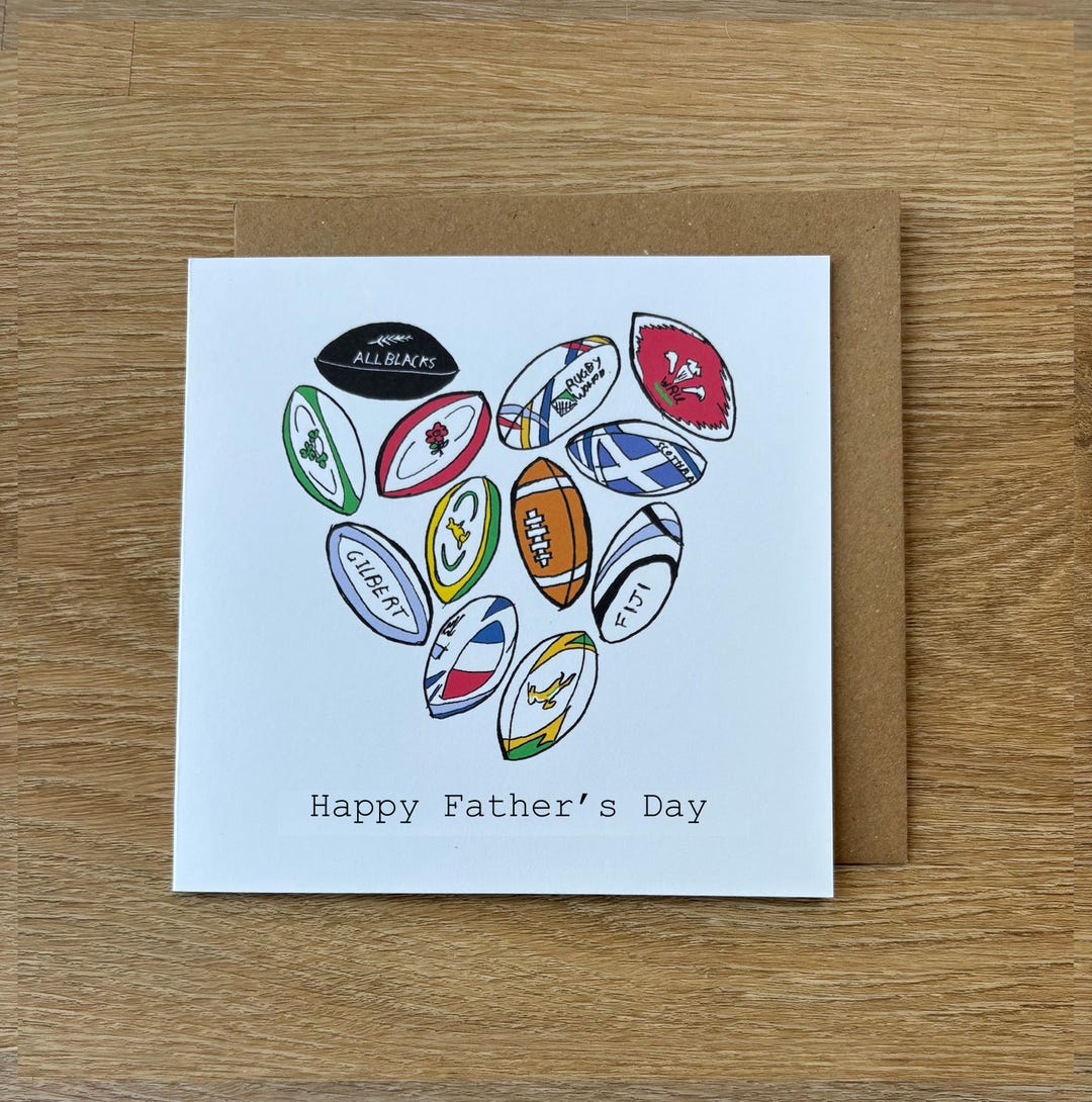Father’s Day Card, Rugby, Rugby Lover, Sporty Fathers, for Dad, Hand ...