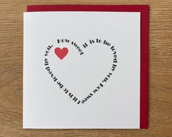 Personalised Lyric Anniversary card, Our First Dance Song Couples Custom valentines Day Card