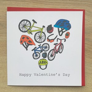 Tarjeta del día de San Valentín, ciclismo, ciclista, bicicletas, bicicleta, ciclo, hombre, mujer, él, ella, deportivo