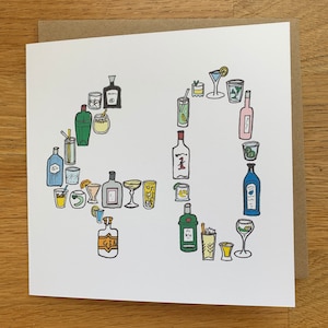 Cartão de aniversário de 40 anos/cartão de 40/cartão de 40/gin/cartão de gin