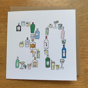 Carte d’anniversaire 30e/ gin/ homme/femme/ carte d’anniversaire gin/ 30