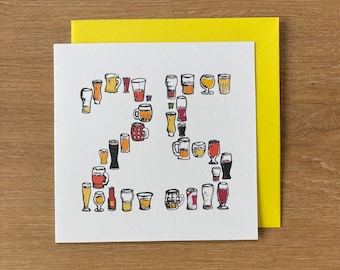 25er Geburtstagskarte, Bier, 25 Karten/ größer/ für Ihn, fünfundzwanzig, fünfundzwanzig.