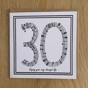 Tarjeta de cumpleaños número 30 / 30 / tarjeta musical / tarjeta de canto / treinta, coro