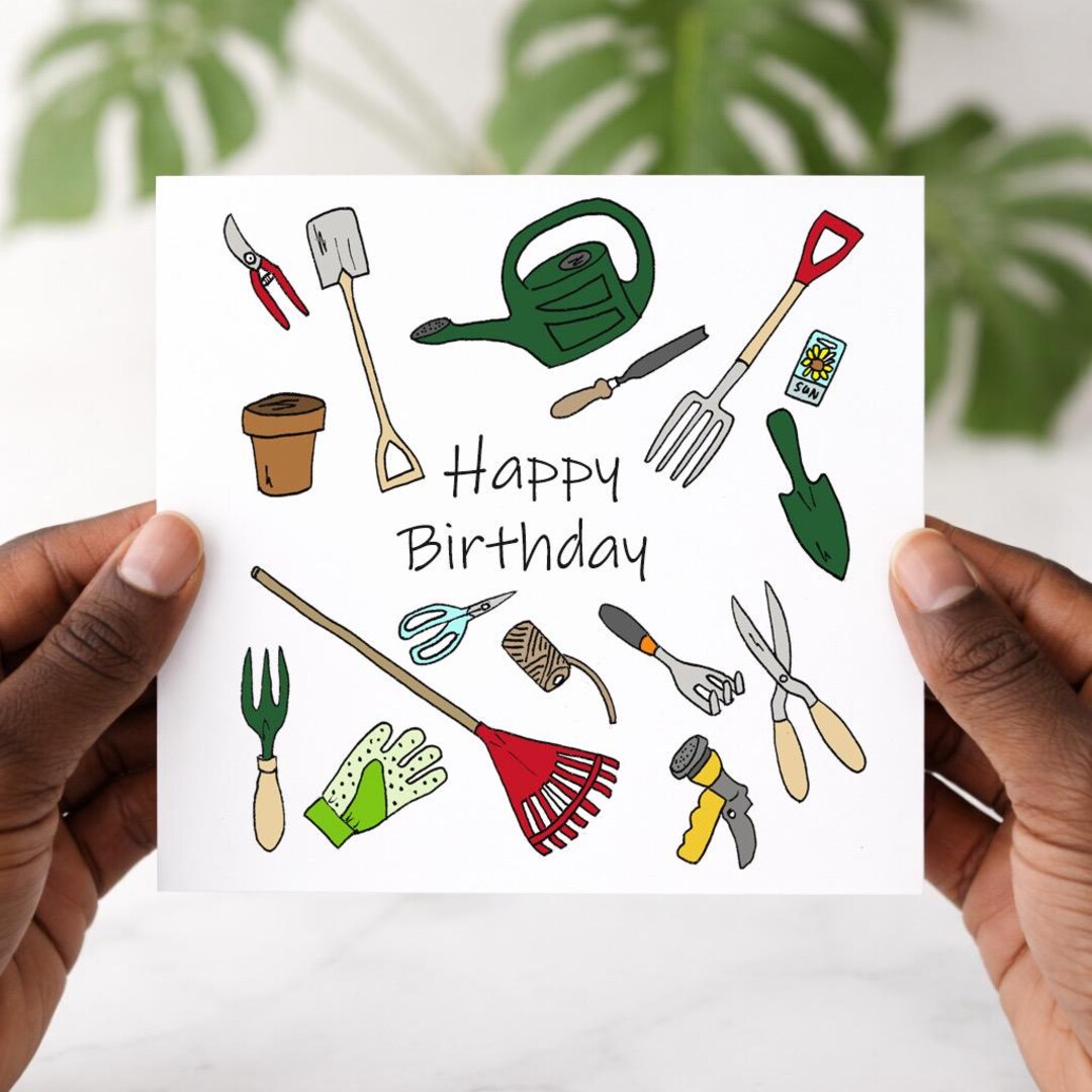 Gardening Birthday Card, Garden Tools, for Gardener Allotment Card for ...