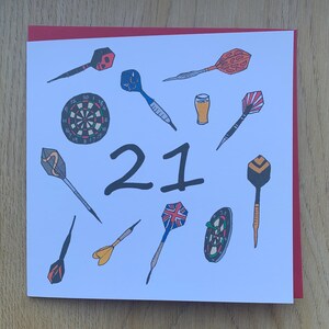 21. Geburtstagskarte/ Darts/ 21/ für Ihn/ für Sie, sportliche einundzwanzig