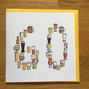 60e soixantième carte d'anniversaire pour hommes/hommes buvant de la bière