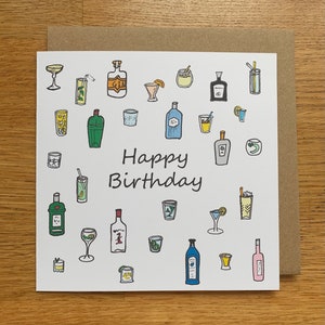 Biglietto di compleanno Gin/biglietto di buon compleanno/gin
