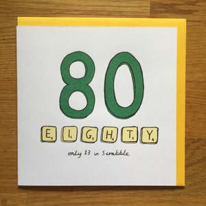 Happy birthday card 80th 80 scrabble eightieth birthday card forty birthday card eighty