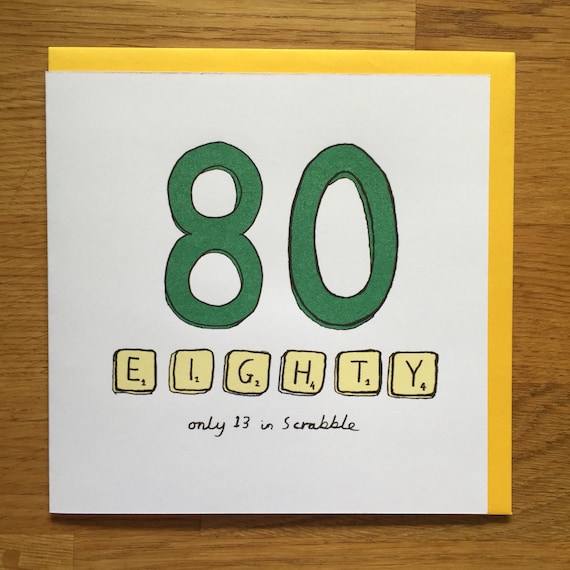 Happy birthday card 80th 80 scrabble eightieth birthday