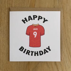 Cartão de aniversário do Liverpool, futebol, personalização com nome e idade, Liverpool FC, os Reds, menino, homem, futebol, personalização