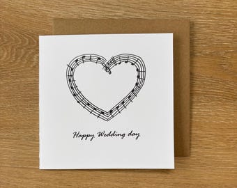 Music wedding card, musical, choir, singing, band, for a music loving couple. Rustic wedding, Wedding day card