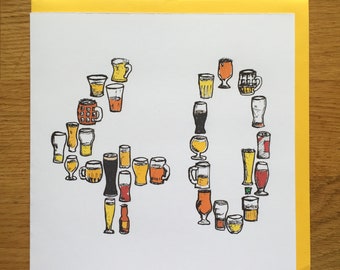 40th birthday card/ 40 card/ 40th card/ beer/ beer card