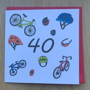 Carte 40e anniversaire, cyclisme, cycliste, vélos, vélo, cycle, homme, lui, sportif, 40 ans, quarante ans
