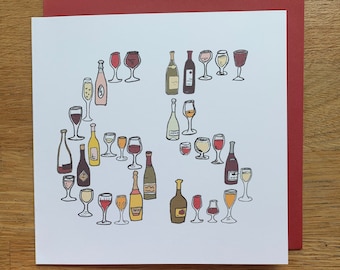 Tarjeta de 65 cumpleaños / Tarjeta 65 / Sesenta y cinco / Vino