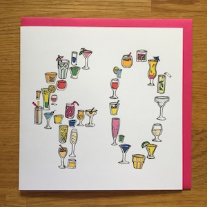 40th birthday card / drinking  / forth card / cocktails / 40