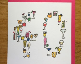 40th birthday card / drinking  / forth card / cocktails / 40