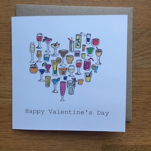 Biglietto di San Valentino / Biglietto d'amore alternativo / cocktail, cuore l, amore