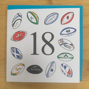 biglietto di auguri per il 18° compleanno, rugby, 18, sportivo, diciottenne