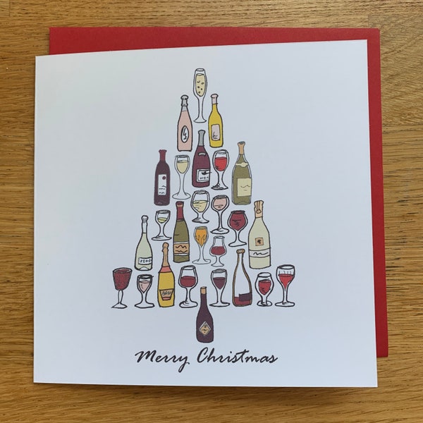 Wine Christmas card, male Christmas card, wine card , Christmas card, wine