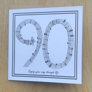 Carte des 90 ans / 90 / quatre-vingt-dix ans, carte d'anniversaire. Chant, choeur, mélomane