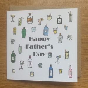 Carte fête des pères, carte gin, papa, pères, père
