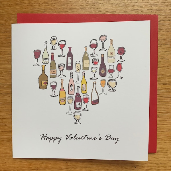 Valentines Day Card, wine, wine Valentine’s Day card,