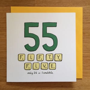 55e verjaardagskaart / 55/55e / scrabble