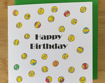 Carte d'anniversaire de tennis/carte de joyeux anniversaire/carte de tennis, carte de sport