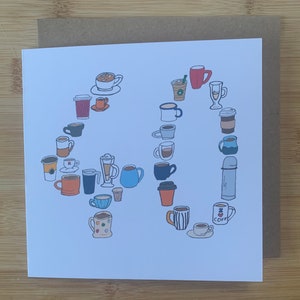 Tarjeta de cumpleaños número 40, cuarenta, 40, 40 tarjetas, café, amante del café.
