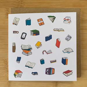Books Birthday card/ happy birthday card/ book lover / for him / for her