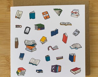 Books Birthday card/ happy birthday card/ book lover / for him / for her