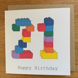 21 carte d'anniversaire, des blocs, homme, mâle, vingt et un 21, vingt et unième