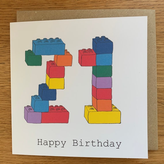 21 birthday card,  blocks, male, man, twenty one 21st, twenty firsts