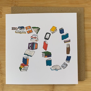 70er geburtstag karte, 70er geburtstag, siebzig, siebzigster geburtstag, männlich, buch Liebhaber