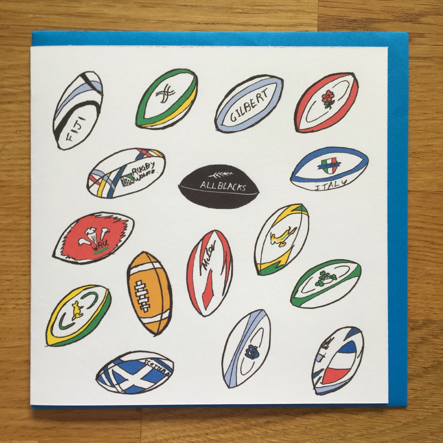 Carte De Rugby Carte De Joyeux Anniversaire De Rugby Boules Etsy France