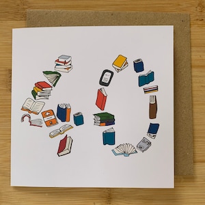 40er Geburtstagskarte, vierzig, 40, 40 Karte, Bücher, Buchliebhaber.