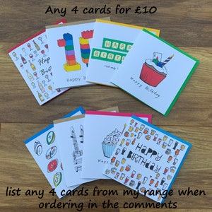 Any 4 cards for greeting cards. Pack of birthday card.