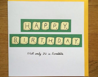 Cartão de aniversário, cartão de feliz aniversário, scrabble