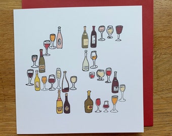 Tarjeta de 45 cumpleaños / 45/ 45 / vino