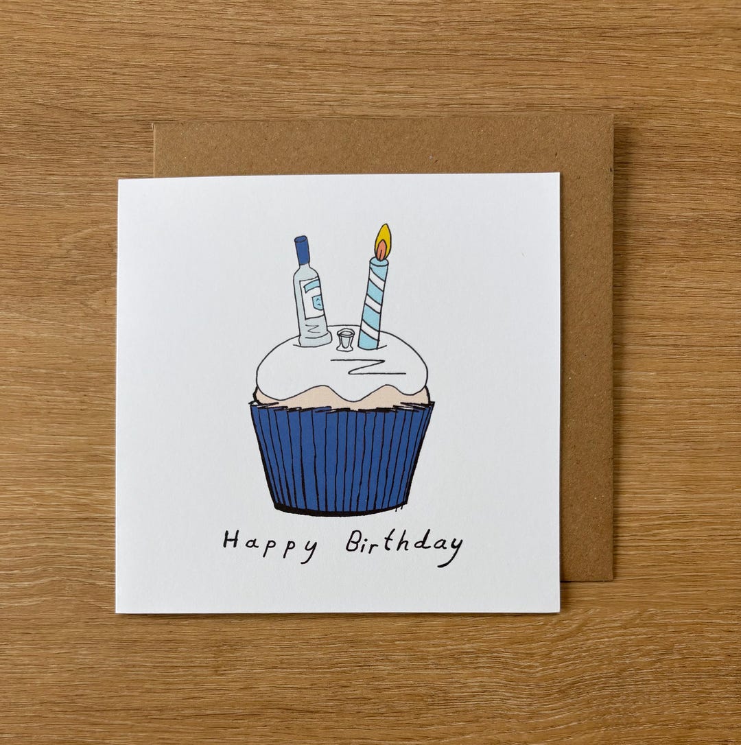 Vodka Card Vodka Birthday Card, Vodka Happy Birthday Cards, Cupcake Hand ...